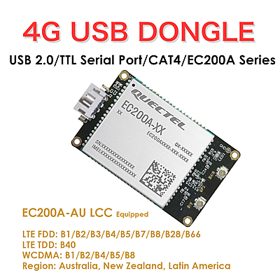 4G LTE USB Dongle with EC200A LCC Modem, SIM Slot, USB-A or 4PIN PH2.0 Connector for Windows/Linux/Android 4G LTE USB Dongle with EC200A LCC Modem, SIM Slot, USB-A or 4PIN PH2.0 Connector for Windows/Linux/Android