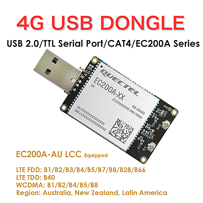 4G LTE USB Dongle with EC200A LCC Modem, SIM Slot, USB-A or 4PIN PH2.0 Connector for Windows/Linux/Android 4G LTE USB Dongle with EC200A LCC Modem, SIM Slot, USB-A or 4PIN PH2.0 Connector for Windows/Linux/Android