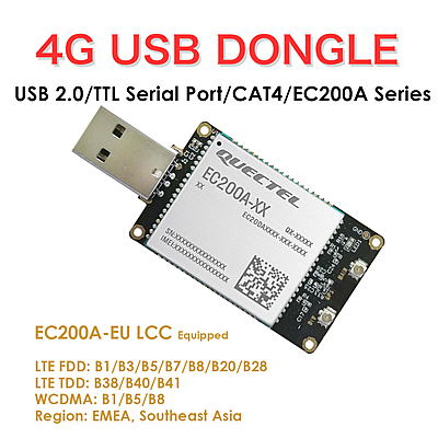 4G LTE USB Dongle with EC200A LCC Modem, SIM Slot, USB-A or 4PIN PH2.0 Connector for Windows/Linux/Android 4G LTE USB Dongle with EC200A LCC Modem, SIM Slot, USB-A or 4PIN PH2.0 Connector for Windows/Linux/Android