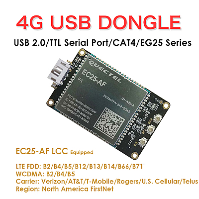 4G LTE USB Dongle with Quectel EC25 Series LCC Modem, SIM Slot, GPS, USB-A or 4PIN PH2.0 for IoT and M2M Applications 4G LTE USB Dongle with Quectel EC25 Series LCC Modem, SIM Slot, GPS, USB-A or 4PIN PH2.0 for IoT and M2M Applications