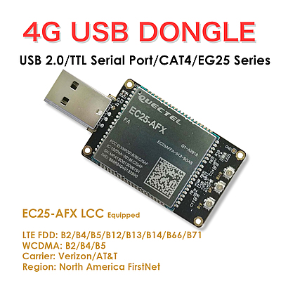 4G LTE USB Dongle with Quectel EC25 Series LCC Modem, SIM Slot, GPS, USB-A or 4PIN PH2.0 for IoT and M2M Applications 4G LTE USB Dongle with Quectel EC25 Series LCC Modem, SIM Slot, GPS, USB-A or 4PIN PH2.0 for IoT and M2M Applications