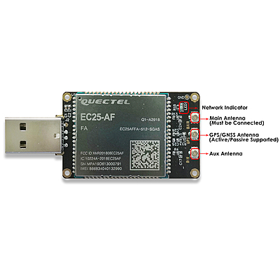 4G LTE USB Dongle with Quectel EC25 Series LCC Modem, SIM Slot, GPS, USB-A or 4PIN PH2.0 for IoT and M2M Applications 4G LTE USB Dongle with Quectel EC25 Series LCC Modem, SIM Slot, GPS, USB-A or 4PIN PH2.0 for IoT and M2M Applications
