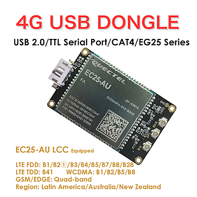 4G LTE USB Dongle with Quectel EC25 Series LCC Modem, SIM Slot, GPS, USB-A or 4PIN PH2.0 for IoT and M2M Applications 4G LTE USB Dongle with Quectel EC25 Series LCC Modem, SIM Slot, GPS, USB-A or 4PIN PH2.0 for IoT and M2M Applications
