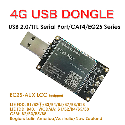 4G LTE USB Dongle with Quectel EC25 Series LCC Modem, SIM Slot, GPS, USB-A or 4PIN PH2.0 for IoT and M2M Applications 4G LTE USB Dongle with Quectel EC25 Series LCC Modem, SIM Slot, GPS, USB-A or 4PIN PH2.0 for IoT and M2M Applications