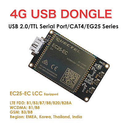 4G LTE USB Dongle with Quectel EC25 Series LCC Modem, SIM Slot, GPS, USB-A or 4PIN PH2.0 for IoT and M2M Applications 4G LTE USB Dongle with Quectel EC25 Series LCC Modem, SIM Slot, GPS, USB-A or 4PIN PH2.0 for IoT and M2M Applications
