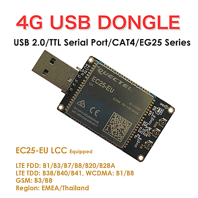 4G LTE USB Dongle with Quectel EC25 Series LCC Modem, SIM Slot, GPS, USB-A or 4PIN PH2.0 for IoT and M2M Applications 4G LTE USB Dongle with Quectel EC25 Series LCC Modem, SIM Slot, GPS, USB-A or 4PIN PH2.0 for IoT and M2M Applications