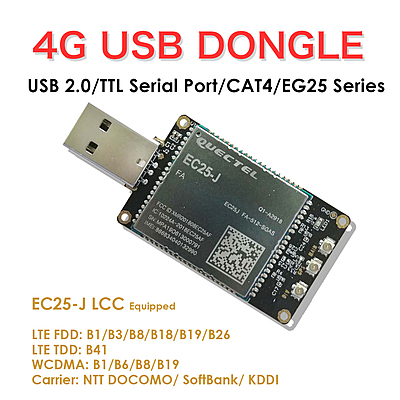 4G LTE USB Dongle with Quectel EC25 Series LCC Modem, SIM Slot, GPS, USB-A or 4PIN PH2.0 for IoT and M2M Applications 4G LTE USB Dongle with Quectel EC25 Series LCC Modem, SIM Slot, GPS, USB-A or 4PIN PH2.0 for IoT and M2M Applications