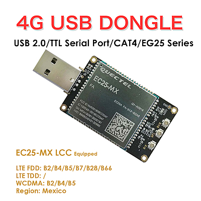 4G LTE USB Dongle with Quectel EC25 Series LCC Modem, SIM Slot, GPS, USB-A or 4PIN PH2.0 for IoT and M2M Applications 4G LTE USB Dongle with Quectel EC25 Series LCC Modem, SIM Slot, GPS, USB-A or 4PIN PH2.0 for IoT and M2M Applications