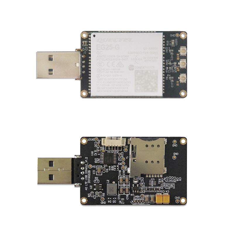 4G LTE USB Dongle with Quectel EG25-G LCC Modem, SIM Slot, GPS, USB-A or 4PIN PH2.0 for Global LTE Networks