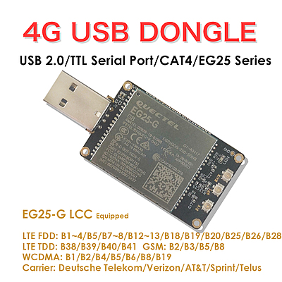 4G LTE USB Dongle with Quectel EG25-G LCC Modem, SIM Slot, GPS, USB-A or 4PIN PH2.0 for Global LTE Networks 4G LTE USB Dongle with Quectel EG25-G LCC Modem, SIM Slot, GPS, USB-A or 4PIN PH2.0 for Global LTE Networks