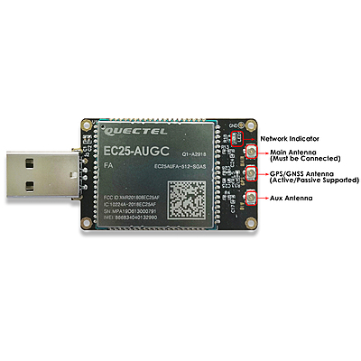 4G LTE USB Dongle with Quectel EC25 Series LCC Modem, SIM Slot, GPS, USB-A or 4PIN PH2.0 for IoT and M2M Applications 4G LTE USB Dongle with Quectel EC25 Series LCC Modem, SIM Slot, GPS, USB-A or 4PIN PH2.0 for IoT and M2M Applications