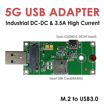 5G LTE USB Adapter M.2 (NGFF) to USB3.0 with Nano SIM Slot & Type-C Power – Supports Quectel RM500Q, RM520N, Fibocom FM160, and Other 5G M.2 Modules 5G LTE USB Adapter M.2 (NGFF) to USB3.0 with Nano SIM Slot & Type-C Power – Supports Quectel RM500Q, RM520N, Fibocom FM160, and Other 5G M.2 Modules