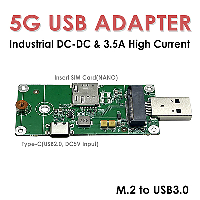 5G LTE USB Adapter M.2 (NGFF) to USB3.0 with Nano SIM Slot & Type-C Power – Supports Quectel RM500Q, RM520N, Fibocom FM160, and Other 5G M.2 Modules 5G LTE USB Adapter M.2 (NGFF) to USB3.0 with Nano SIM Slot & Type-C Power – Supports Quectel RM500Q, RM520N, Fibocom FM160, and Other 5G M.2 Modules