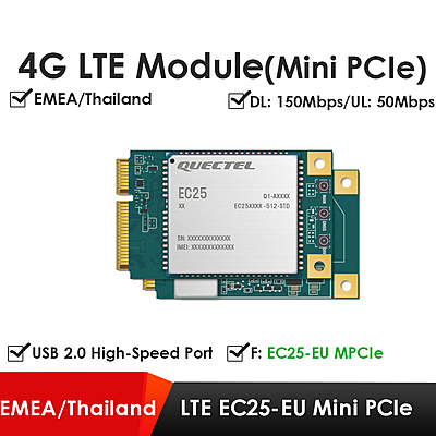 Quectel EC25 Series Mini PCIe & LCC 4G LTE Cat 4 Modules | Industrial IoT/M2M Cellular Modems Quectel EC25 Series Mini PCIe & LCC 4G LTE Cat 4 Modules | Industrial IoT/M2M Cellular Modems