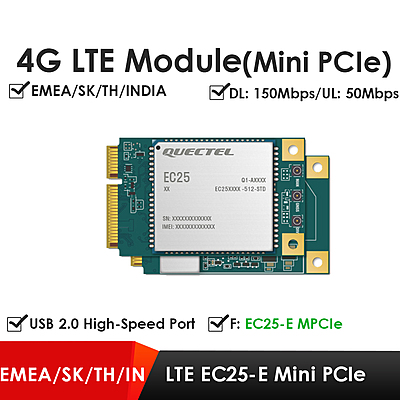 Quectel EC25 Series Mini PCIe & LCC 4G LTE Cat 4 Modules | Industrial IoT/M2M Cellular Modems Quectel EC25 Series Mini PCIe & LCC 4G LTE Cat 4 Modules | Industrial IoT/M2M Cellular Modems