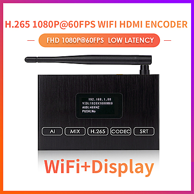 H.265 1080P@60FPS WiFi HDMI Encoder w/OLED Screen & Loopout | Wireless RTMP/RTSP/SRT for Live Events, Mobile Broadcasting & Surveillance H.265 1080P@60FPS WiFi HDMI Encoder w/OLED Screen & Loopout | Wireless RTMP/RTSP/SRT for Live Events, Mobile Broadcasting & Surveillance