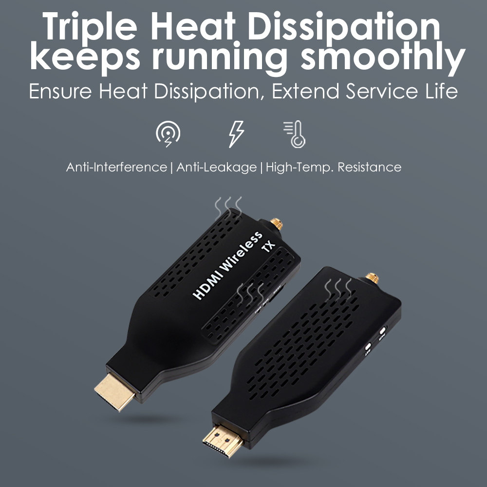 Portable 1080P@60FPS Wireless HDMI Transmitter & Receiver Kit – 492ft Range, 1-to-4 Multi-Screen, H.265 Portable 1080P@60FPS Wireless HDMI Transmitter & Receiver Kit – 492ft Range, 1-to-4 Multi-Screen, H.265