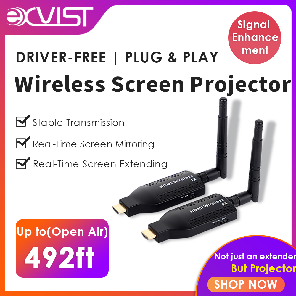 Portable 1080P@60FPS Wireless HDMI Transmitter & Receiver Kit – 492ft Range, 1-to-4 Multi-Screen, H.265 Portable 1080P@60FPS Wireless HDMI Transmitter & Receiver Kit – 492ft Range, 1-to-4 Multi-Screen, H.265