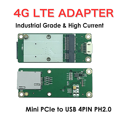 4G LTE Mini PCIe to USB 2.0 Adapter with SIM Slot – 4PIN PH2.0 Connector for WWAN Modules Like Quectel EC25/EC20, Ideal for Routers, IoT, CCTV & Embedded Devices 4G LTE Mini PCIe to USB 2.0 Adapter with SIM Slot – 4PIN PH2.0 Connector for WWAN Modules Like Quectel EC25/EC20, Ideal for Routers, IoT, CCTV & Embedded Devices