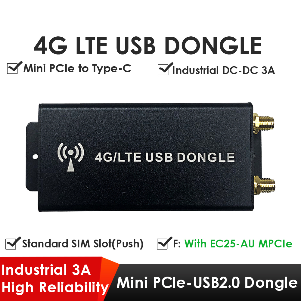 4G LTE Dongle with Quectel EC25 Mini PCIe Module, Mini PCIe to USB Type-C Adapter, Drawer SIM Slot for IoT/M2M 4G LTE Dongle with Quectel EC25 Mini PCIe Module, Mini PCIe to USB Type-C Adapter, Drawer SIM Slot for IoT/M2M