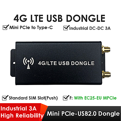 4G LTE Dongle with Quectel EC25 Mini PCIe Module, Mini PCIe to USB Type-C Adapter, Drawer SIM Slot for IoT/M2M 4G LTE Dongle with Quectel EC25 Mini PCIe Module, Mini PCIe to USB Type-C Adapter, Drawer SIM Slot for IoT/M2M