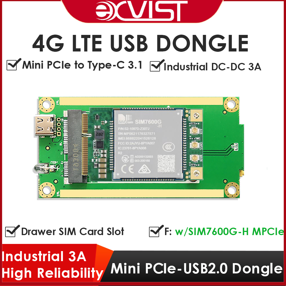 4G LTE USB Dongle with SIMCOM SIM7600G-H R2 Mini PCIe Module 4G LTE USB Dongle with SIMCOM SIM7600G-H R2 Mini PCIe Module