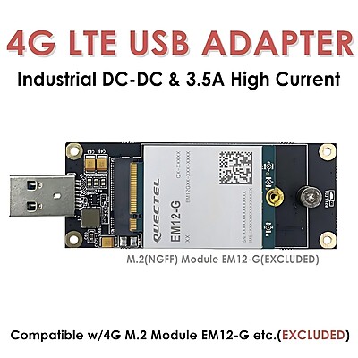 4G LTE Industrial USB3.0 Adapter for M.2 (NGFF) Module w/Nano SIM Slot – Supports Quectel EM05/EM06, Ideal for Raspberry Pi, Industrial Routers, IoT & M2M Devices 4G LTE Industrial USB3.0 Adapter for M.2 (NGFF) Module w/Nano SIM Slot – Supports Quectel EM05/EM06, Ideal for Raspberry Pi, Industrial Routers, IoT & M2M Devices