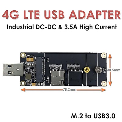 4G LTE Industrial USB3.0 Adapter for M.2 (NGFF) Module w/Nano SIM Slot – Supports Quectel EM05/EM06, Ideal for Raspberry Pi, Industrial Routers, IoT & M2M Devices 4G LTE Industrial USB3.0 Adapter for M.2 (NGFF) Module w/Nano SIM Slot – Supports Quectel EM05/EM06, Ideal for Raspberry Pi, Industrial Routers, IoT & M2M Devices