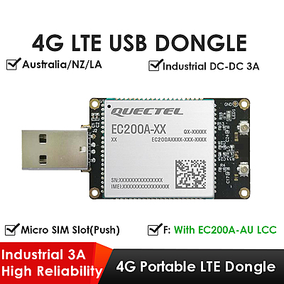 4G LTE USB Dongle with EC200A LCC Modem, SIM Slot, USB-A or 4PIN PH2.0 Connector for Windows/Linux/Android 4G LTE USB Dongle with EC200A LCC Modem, SIM Slot, USB-A or 4PIN PH2.0 Connector for Windows/Linux/Android