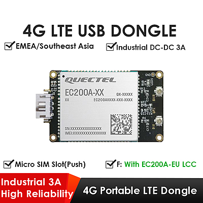 4G LTE USB Dongle with EC200A LCC Modem, SIM Slot, USB-A or 4PIN PH2.0 Connector for Windows/Linux/Android 4G LTE USB Dongle with EC200A LCC Modem, SIM Slot, USB-A or 4PIN PH2.0 Connector for Windows/Linux/Android