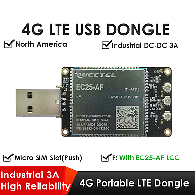 4G LTE USB Dongle with Quectel EC25 Series LCC Modem, SIM Slot, GPS, USB-A or 4PIN PH2.0 for IoT and M2M Applications 4G LTE USB Dongle with Quectel EC25 Series LCC Modem, SIM Slot, GPS, USB-A or 4PIN PH2.0 for IoT and M2M Applications