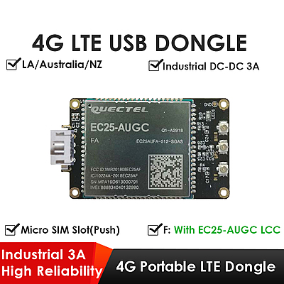 4G LTE USB Dongle with Quectel EC25 Series LCC Modem, SIM Slot, GPS, USB-A or 4PIN PH2.0 for IoT and M2M Applications 4G LTE USB Dongle with Quectel EC25 Series LCC Modem, SIM Slot, GPS, USB-A or 4PIN PH2.0 for IoT and M2M Applications