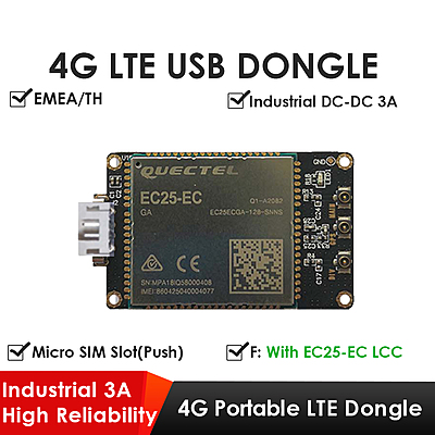 4G LTE USB Dongle with Quectel EC25 Series LCC Modem, SIM Slot, GPS, USB-A or 4PIN PH2.0 for IoT and M2M Applications 4G LTE USB Dongle with Quectel EC25 Series LCC Modem, SIM Slot, GPS, USB-A or 4PIN PH2.0 for IoT and M2M Applications