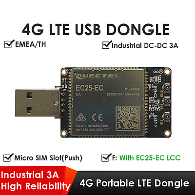 4G LTE USB Dongle with Quectel EC25 Series LCC Modem, SIM Slot, GPS, USB-A or 4PIN PH2.0 for IoT and M2M Applications 4G LTE USB Dongle with Quectel EC25 Series LCC Modem, SIM Slot, GPS, USB-A or 4PIN PH2.0 for IoT and M2M Applications
