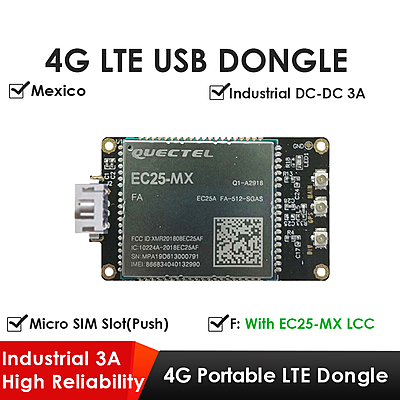 4G LTE USB Dongle with Quectel EC25 Series LCC Modem, SIM Slot, GPS, USB-A or 4PIN PH2.0 for IoT and M2M Applications 4G LTE USB Dongle with Quectel EC25 Series LCC Modem, SIM Slot, GPS, USB-A or 4PIN PH2.0 for IoT and M2M Applications