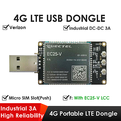 4G LTE USB Dongle with Quectel EC25 Series LCC Modem, SIM Slot, GPS, USB-A or 4PIN PH2.0 for IoT and M2M Applications 4G LTE USB Dongle with Quectel EC25 Series LCC Modem, SIM Slot, GPS, USB-A or 4PIN PH2.0 for IoT and M2M Applications