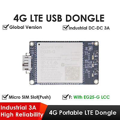 4G LTE USB Dongle with Quectel EG25-G LCC Modem, SIM Slot, GPS, USB-A or 4PIN PH2.0 for Global LTE Networks 4G LTE USB Dongle with Quectel EG25-G LCC Modem, SIM Slot, GPS, USB-A or 4PIN PH2.0 for Global LTE Networks