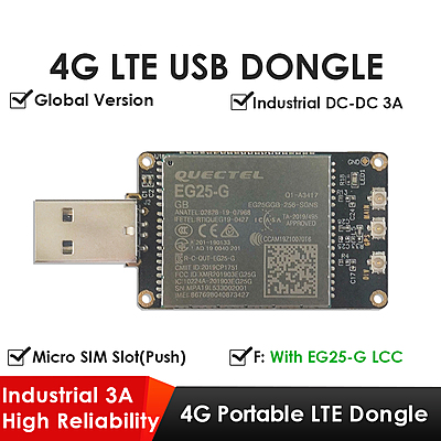 4G LTE USB Dongle with Quectel EG25-G LCC Modem, SIM Slot, GPS, USB-A or 4PIN PH2.0 for Global LTE Networks 4G LTE USB Dongle with Quectel EG25-G LCC Modem, SIM Slot, GPS, USB-A or 4PIN PH2.0 for Global LTE Networks
