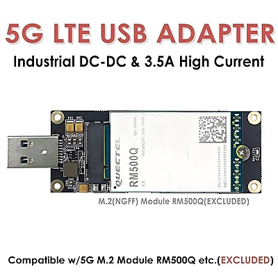 5G LTE Industrial USB3.0 Adapter for M.2 (NGFF) Modules w/Nano SIM Slot – Compatible with Quectel RM500Q, RM520N, Fibocom FM160, for Industrial Routers & Gateways 5G LTE Industrial USB3.0 Adapter for M.2 (NGFF) Modules w/Nano SIM Slot – Compatible with Quectel RM500Q, RM520N, Fibocom FM160, for Industrial Routers & Gateways
