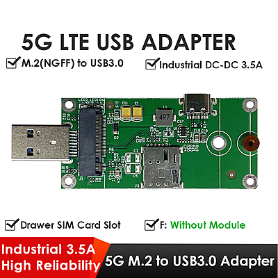 5G LTE USB Adapter M.2 (NGFF) to USB3.0 with Nano SIM Slot & Type-C Power – Supports Quectel RM500Q, RM520N, Fibocom FM160, and Other 5G M.2 Modules 5G LTE USB Adapter M.2 (NGFF) to USB3.0 with Nano SIM Slot & Type-C Power – Supports Quectel RM500Q, RM520N, Fibocom FM160, and Other 5G M.2 Modules